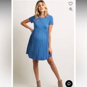 PinkBlush Ivory Solid Crochet Trim Maternity Shift Dress S